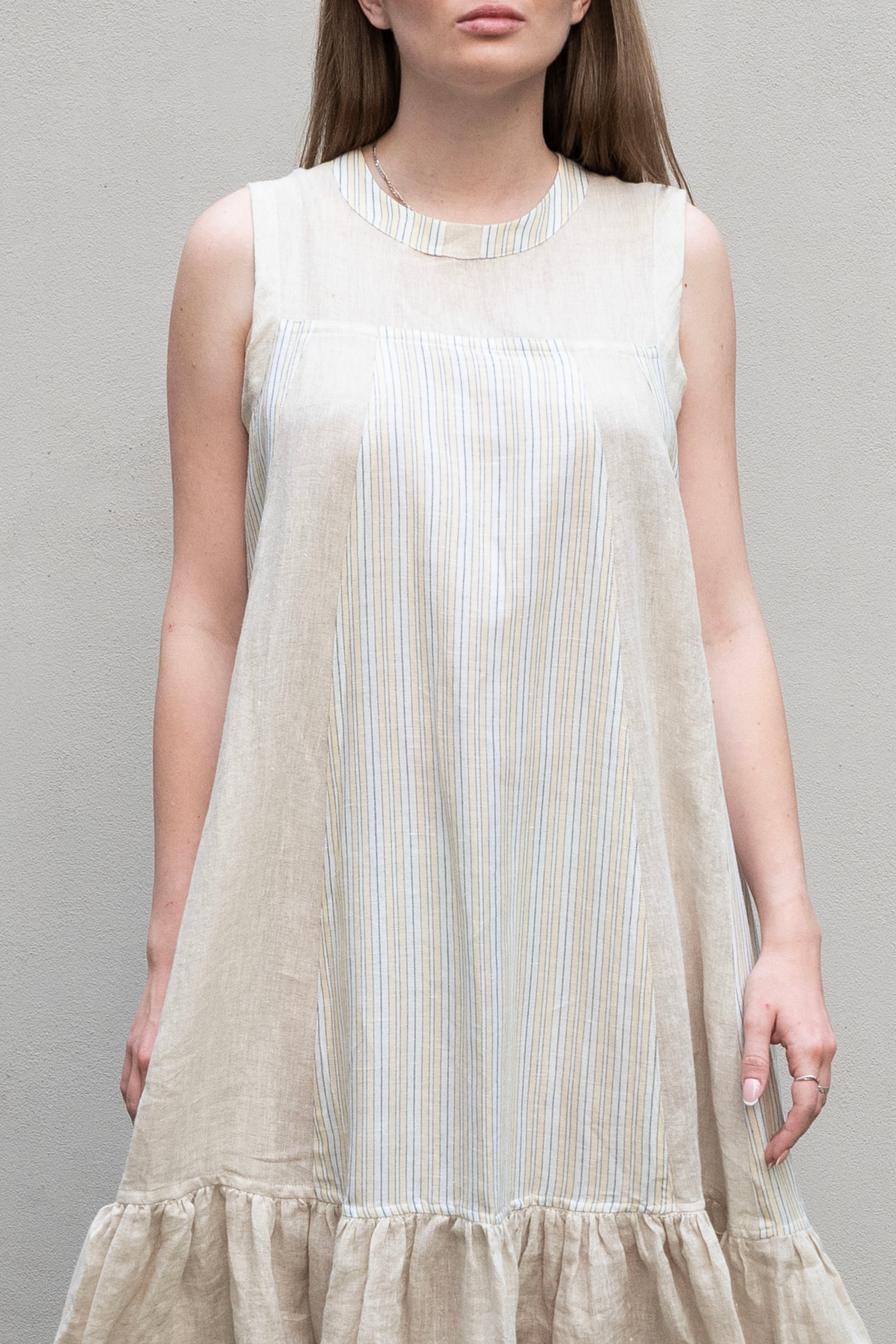 ENID DRESS IN LINEN STRIPE